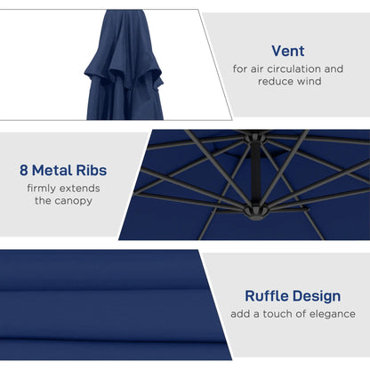 10' Deluxe Patio Umbrella, Banana Hanging Offset Sunshade, Navy Blue Offset Cantilever Umbrellas at Gallery Canada