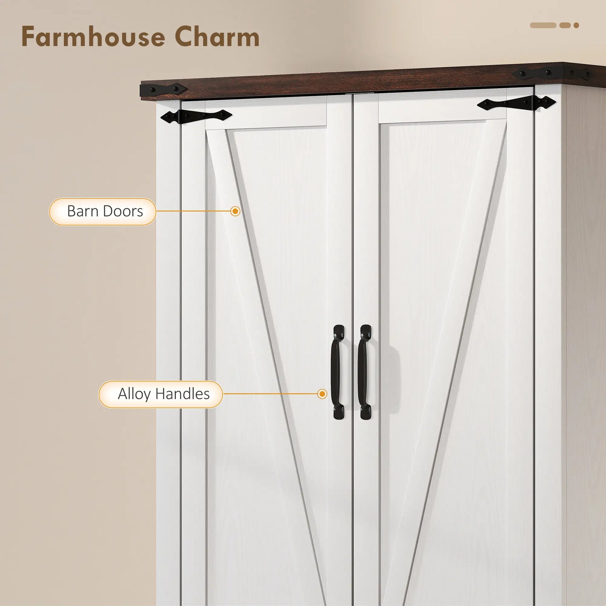 53.5 Inch Pantry Cabinet, Adjustable Shelves, 6 Door Spice Racks, White Kitchen Pantry Cabinets at Gallery Canada