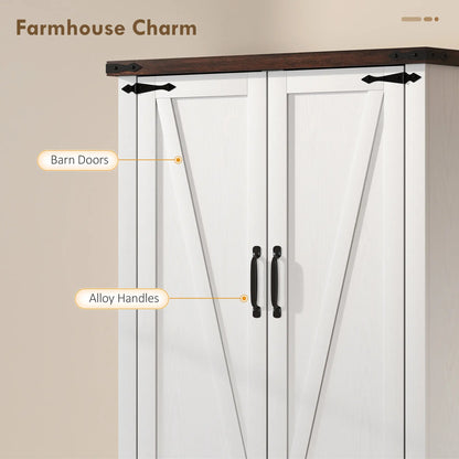 53.5 Inch Pantry Cabinet, Adjustable Shelves, 6 Door Spice Racks, White Kitchen Pantry Cabinets at Gallery Canada