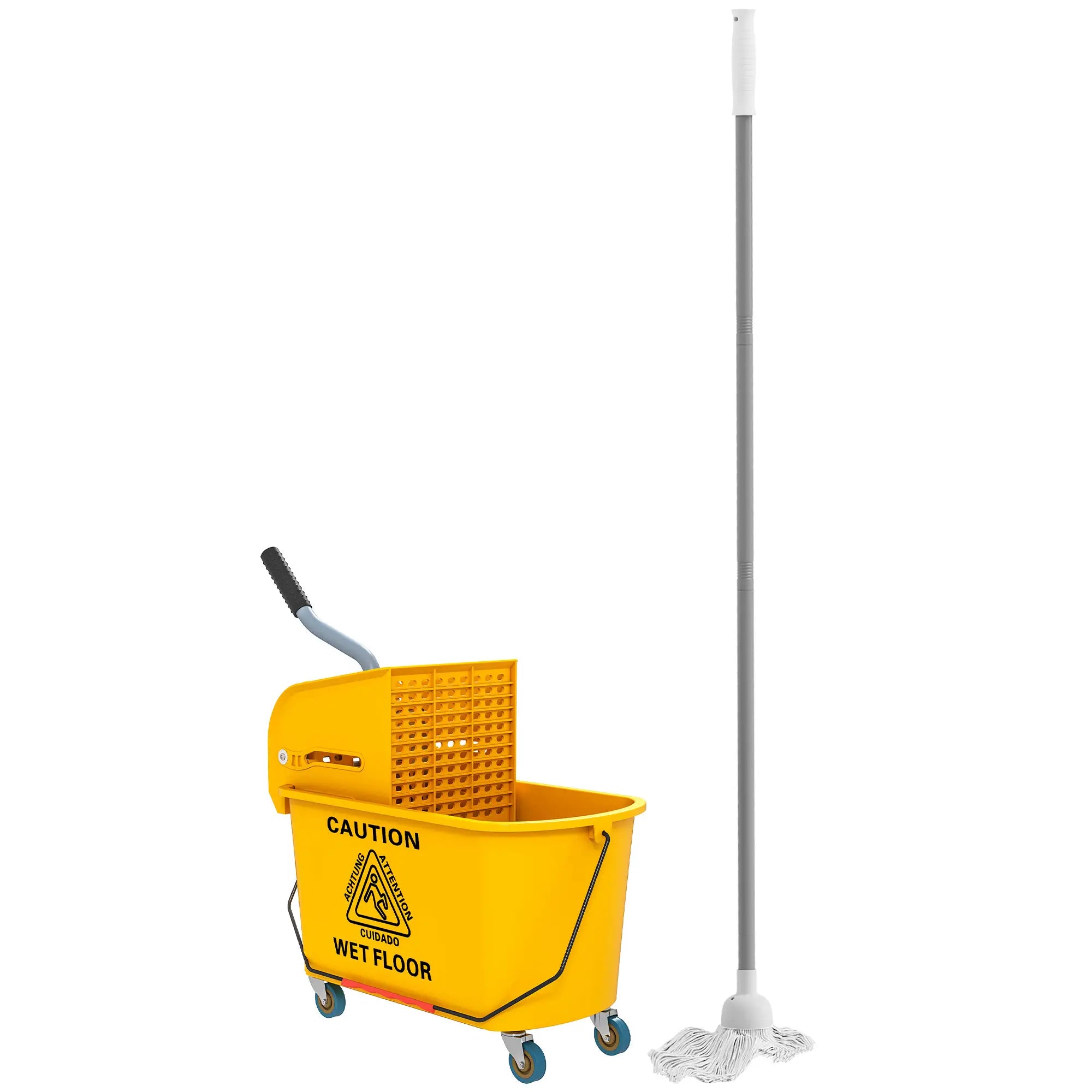 Mop Bucket with Wringer on Wheels, 21 Quart, Yellow Household Supplies at Gallery Canada