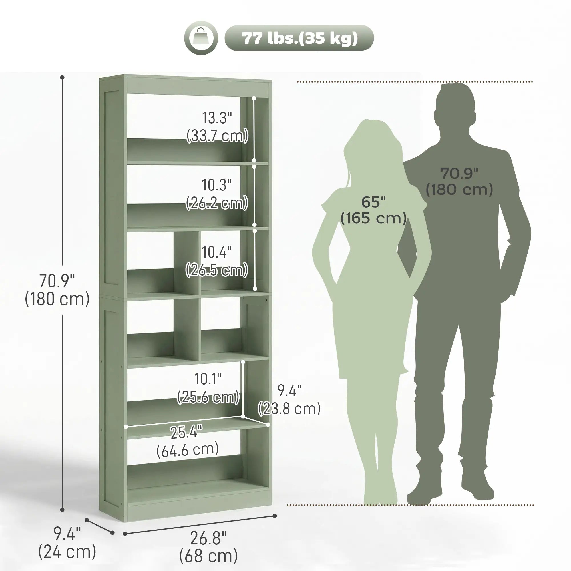 6-Tier Bookshelf, Storage Shelves, Green Display Bookshelves at Gallery Canada