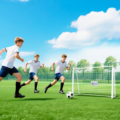 6ft x 4ft Soccer Goal Net, Metal Frame, PE Mesh, Ground Stakes, White Football at Gallery Canada