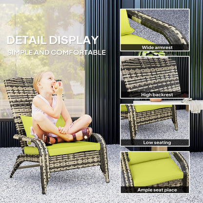 Patio Wicker Adirondack Chair, Outdoor PE Rattan, w/ Cushions, Green Patio Chairs at Gallery Canada