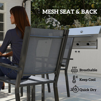 7-Piece Outdoor Dining Set, 6 Stackable Chairs, Rectangle Table, WPC Top