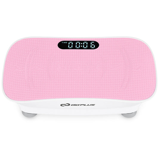 Vibration Plate Exercise Machine for Lymphatic Drainage and Weight Loss with 10 Speed Intensities, White & Pink