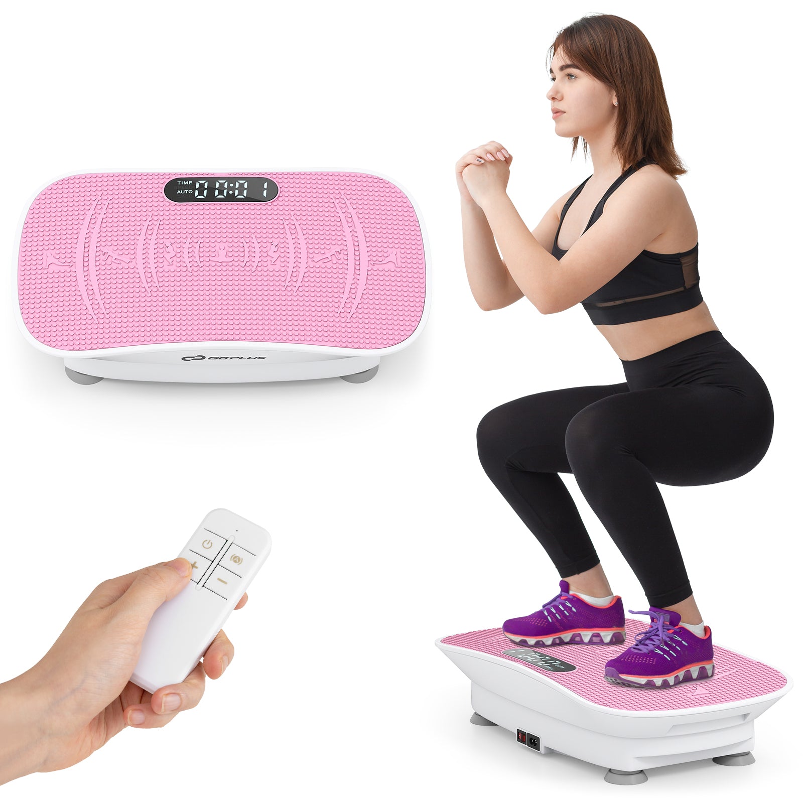 Vibration Plate Exercise Machine, 10 Speed Intensities, White Pink Vibration Exercise Machines at Gallery Canada
