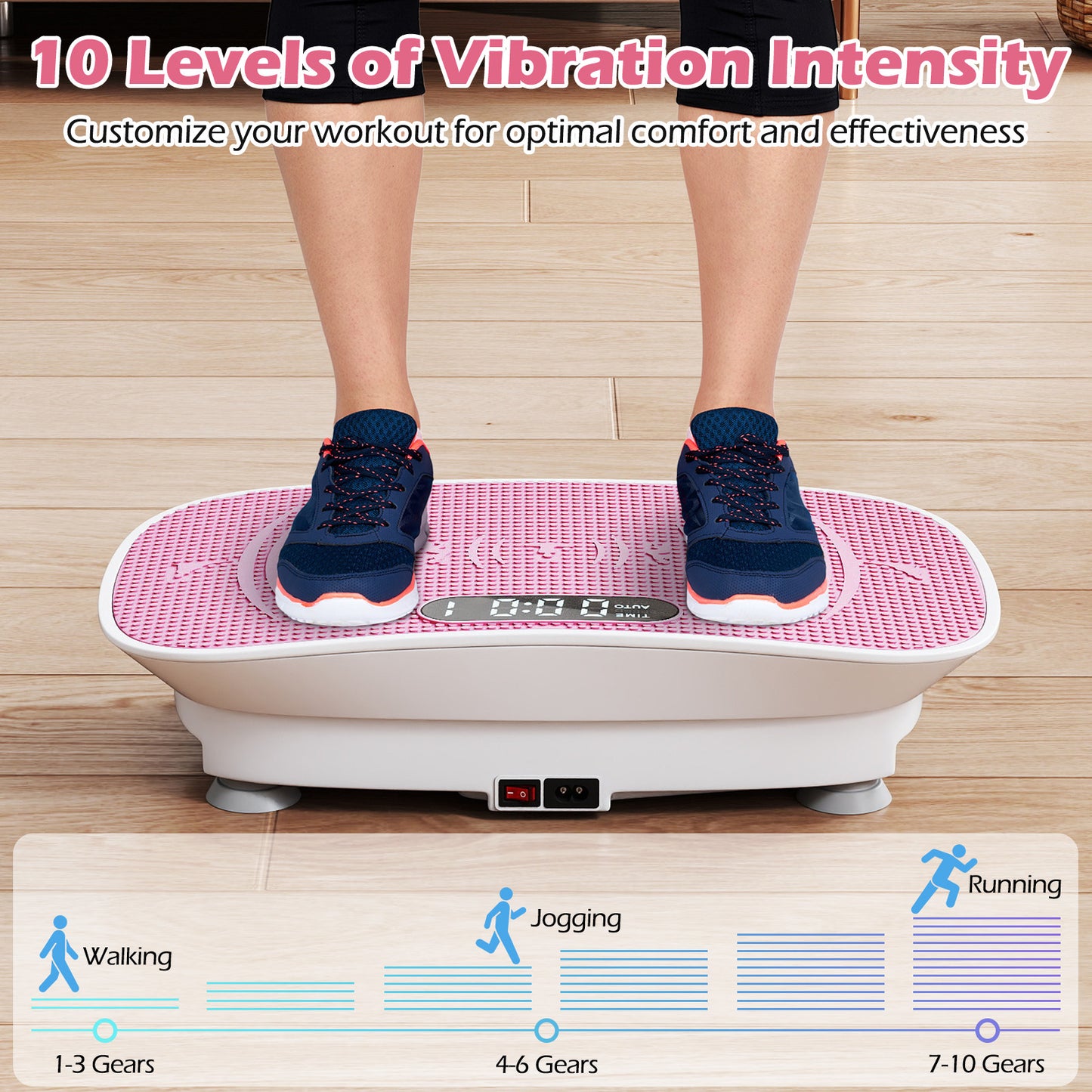 Vibration Plate Exercise Machine, 10 Speed Intensities, White Pink Vibration Exercise Machines at Gallery Canada