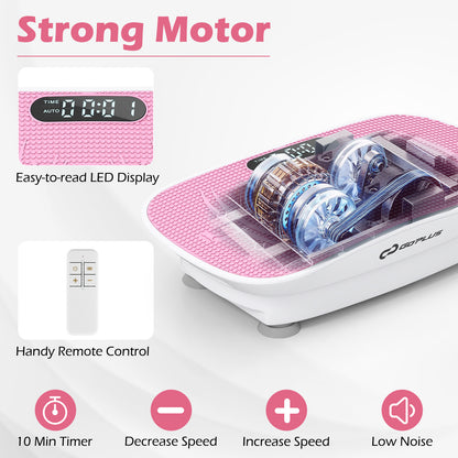 Vibration Plate Exercise Machine, 10 Speed Intensities, White Pink Vibration Exercise Machines at Gallery Canada