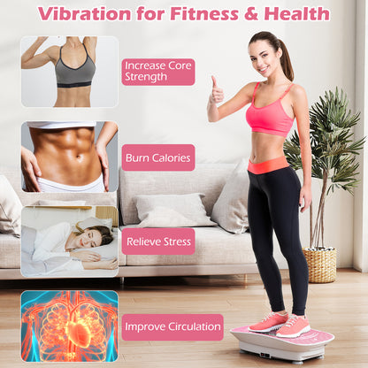 Vibration Plate Exercise Machine, 10 Speed Intensities, White Pink Vibration Exercise Machines at Gallery Canada