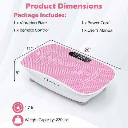 Vibration Plate Exercise Machine, 10 Speed Intensities, White Pink Vibration Exercise Machines at Gallery Canada