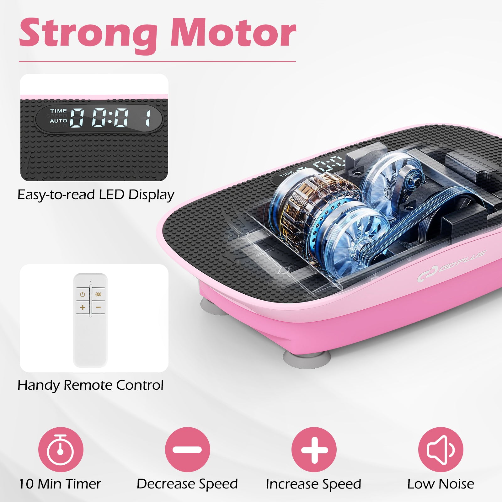 Vibration Plate Exercise Machine, 10 Speed Intensities, Pink Vibration Exercise Machines at Gallery Canada