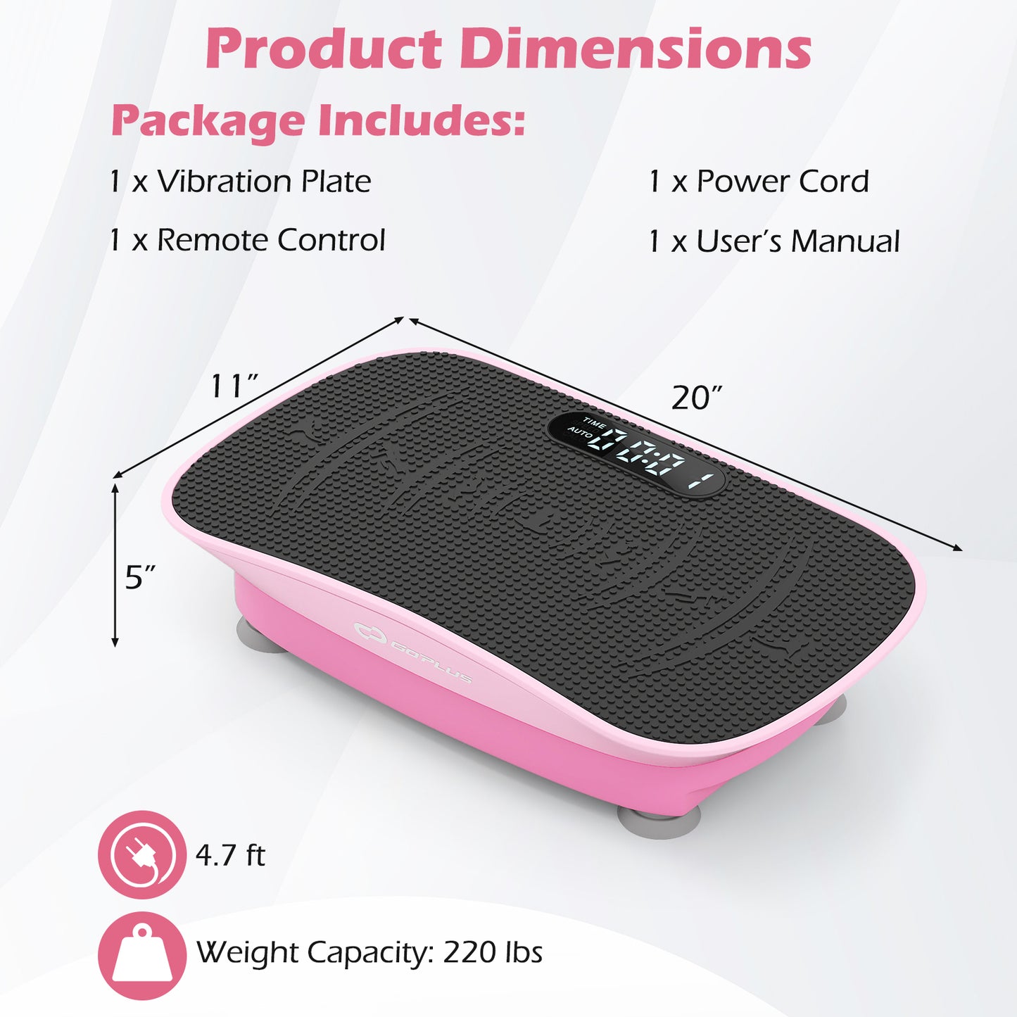 Vibration Plate Exercise Machine, 10 Speed Intensities, Pink Vibration Exercise Machines at Gallery Canada