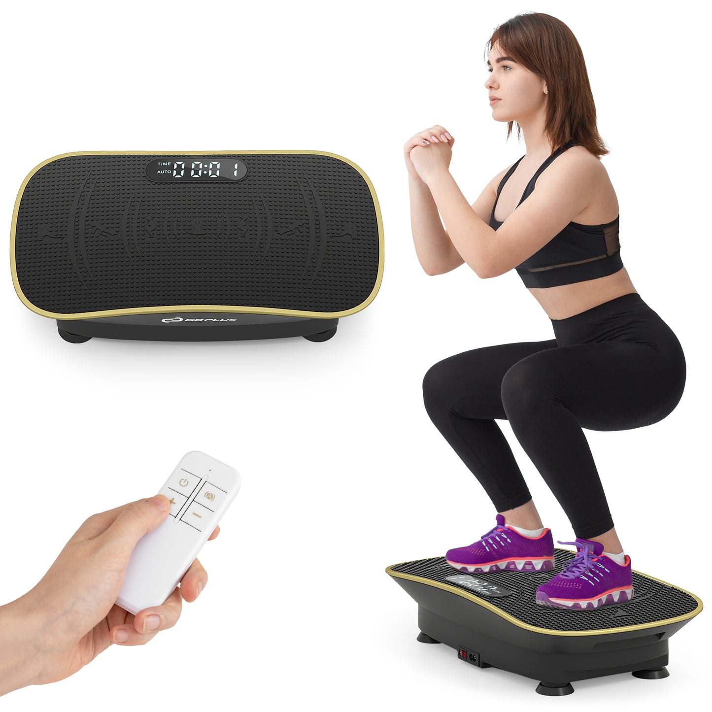 Vibration Plate Exercise Machine, 10 Speed Intensities, Black Vibration Exercise Machines at Gallery Canada
