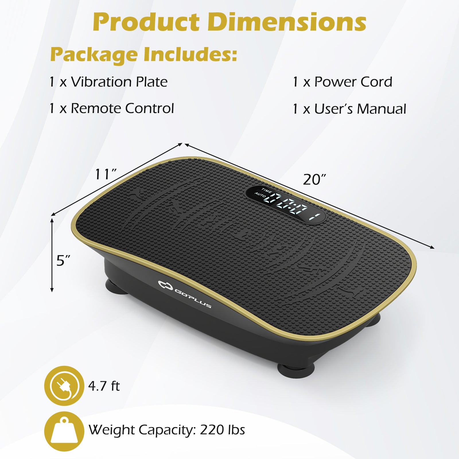 Vibration Plate Exercise Machine, 10 Speed Intensities, Black Vibration Exercise Machines at Gallery Canada