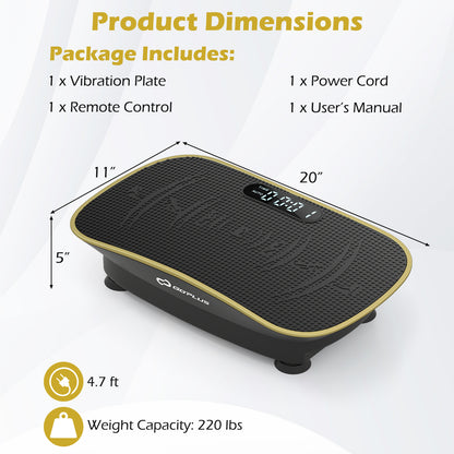 Vibration Plate Exercise Machine, 10 Speed Intensities, Black Vibration Exercise Machines at Gallery Canada