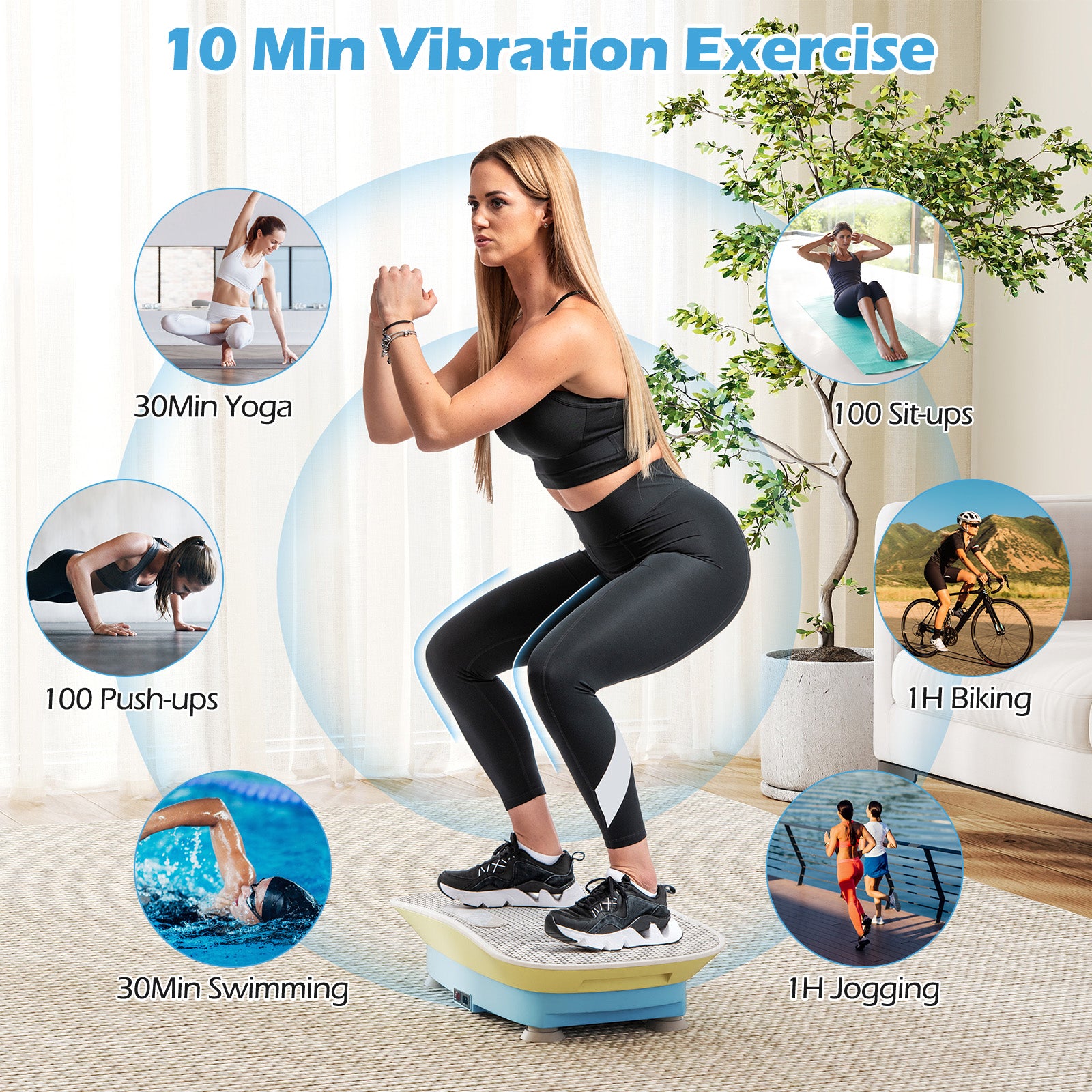 Vibration Plate Exercise Machine, 10 Speed Intensities, Blue & Green Vibration Exercise Machines at Gallery Canada