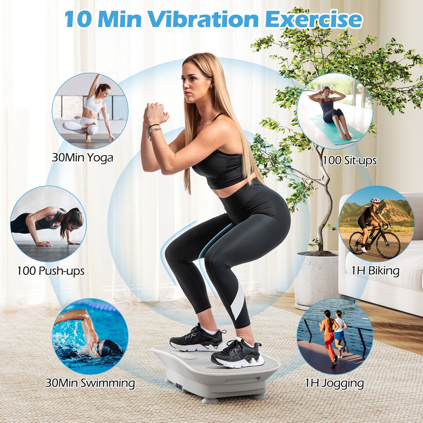 Vibration Plate Exercise Machine, 10 Speed Intensities, Gray Vibration Exercise Machines at Gallery Canada