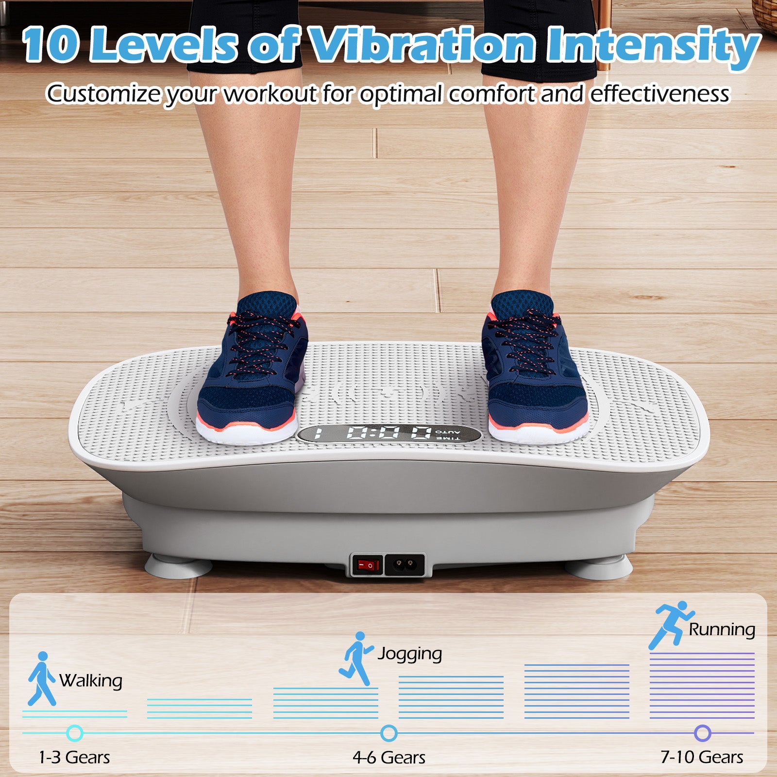Vibration Plate Exercise Machine, 10 Speed Intensities, Gray Vibration Exercise Machines at Gallery Canada