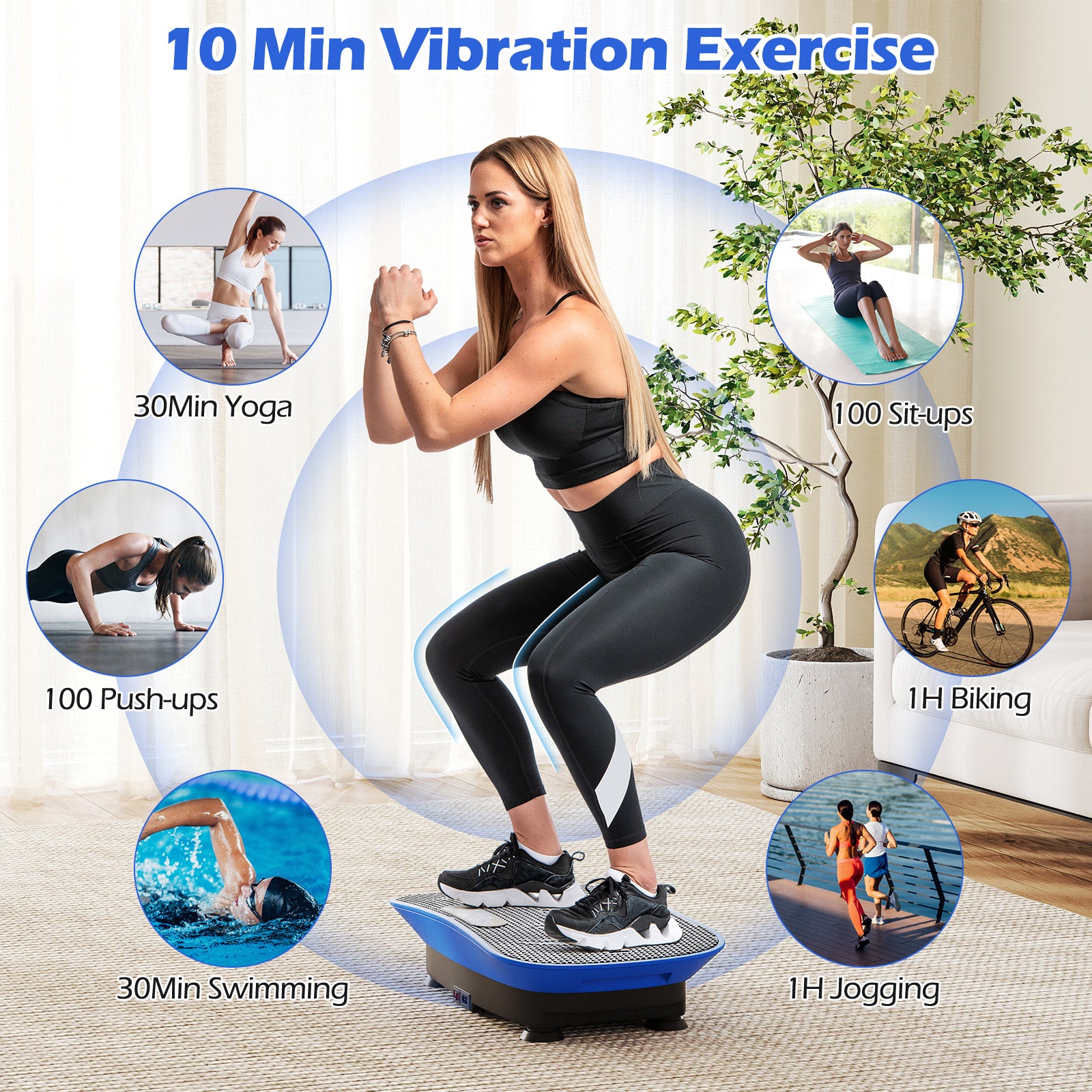 Vibration Plate Exercise Machine, 10 Speed Intensities, Navy Vibration Exercise Machines at Gallery Canada