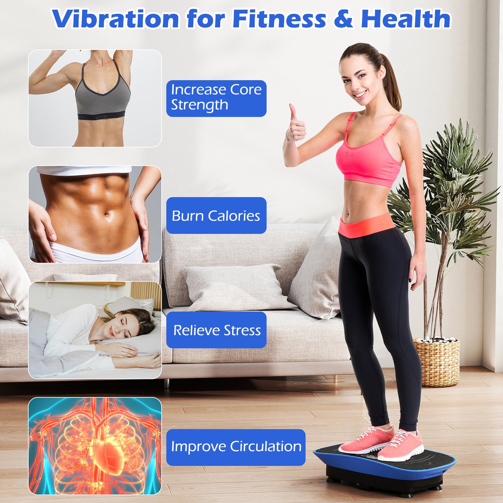 Vibration Plate Exercise Machine, 10 Speed Intensities, Navy Vibration Exercise Machines at Gallery Canada