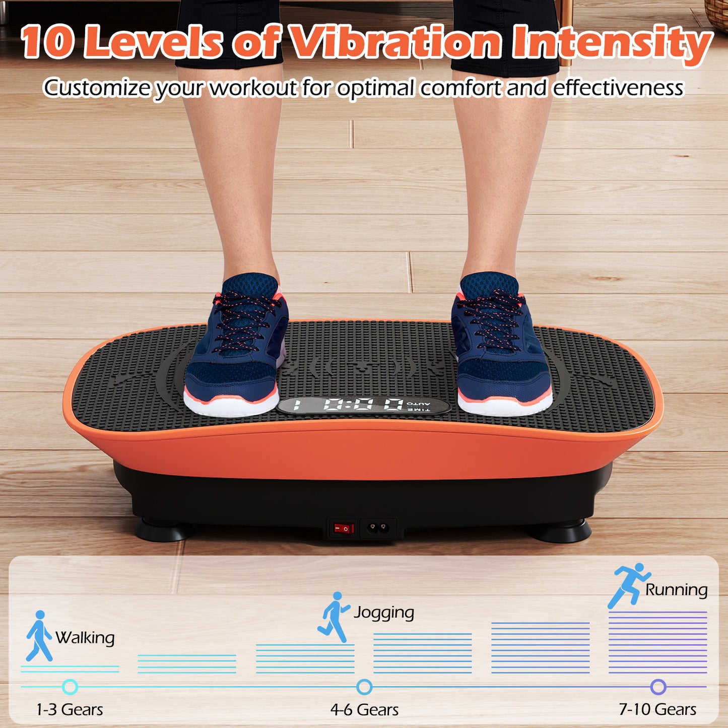 Vibration Plate Exercise Machine, 10 Speed Intensities, Orange Vibration Exercise Machines at Gallery Canada