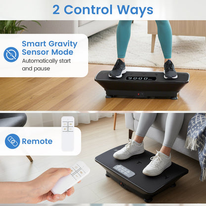 Vibration Plate Exercise Machine with Gravity Sensor for Home, Black