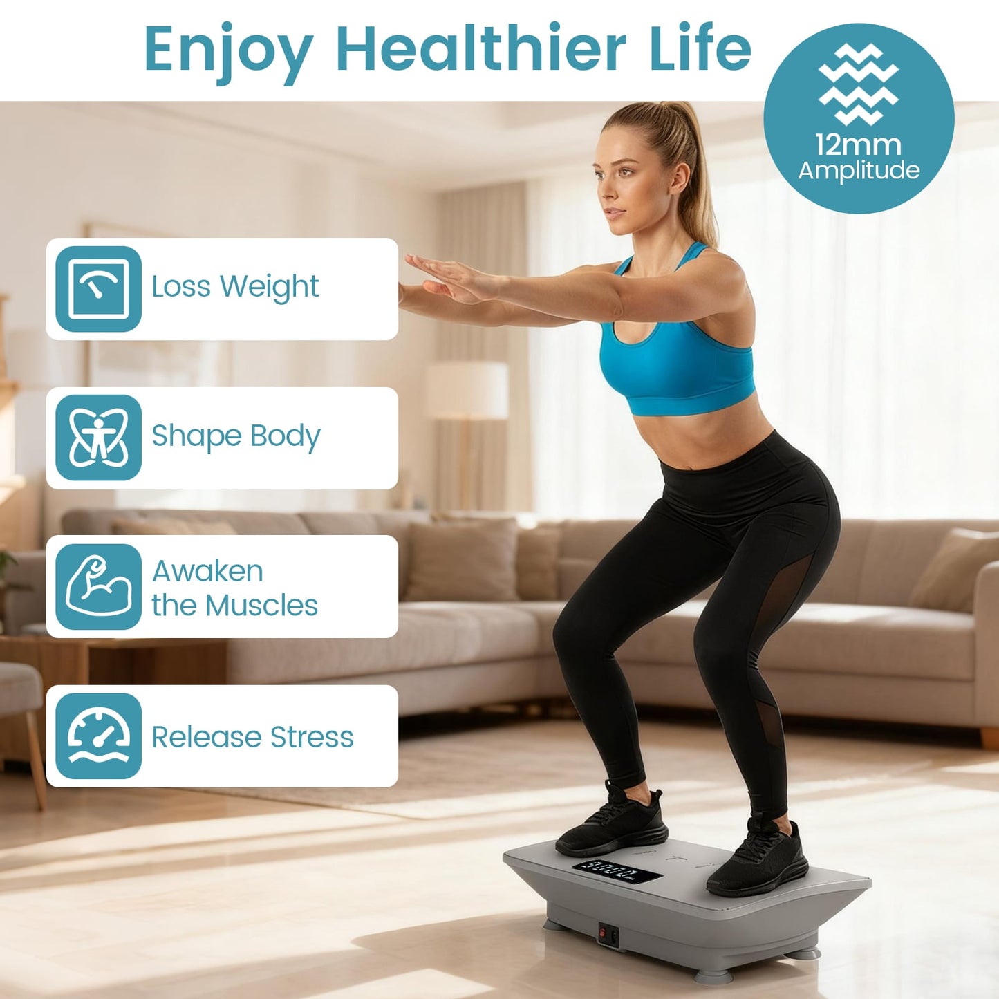 Vibration Plate Exercise Machine with Gravity Sensor for Home, Gray