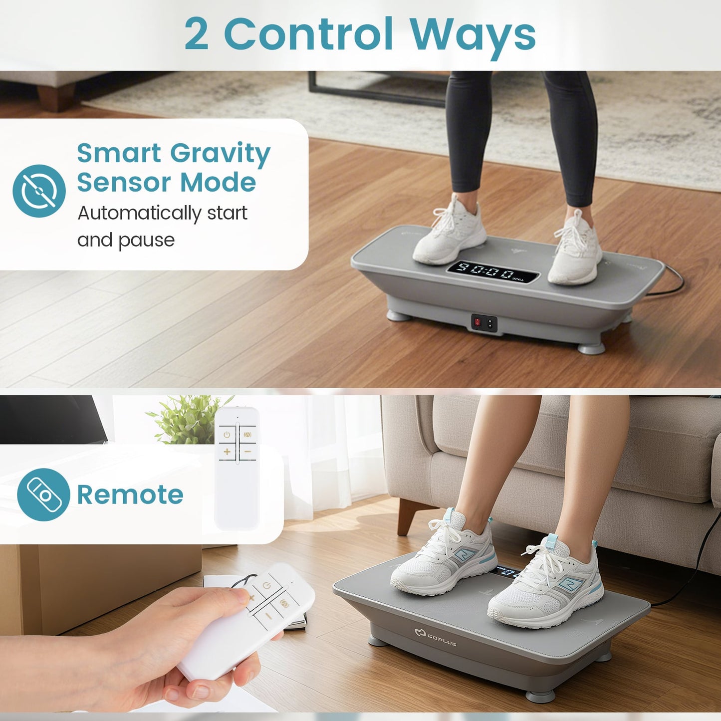 Vibration Plate Exercise Machine with Gravity Sensor for Home, Gray