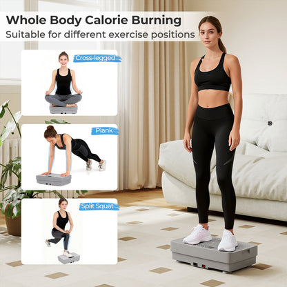 Vibration Plate Exercise Machine with Gravity Sensor and Remote Control for Home Gym, Gray