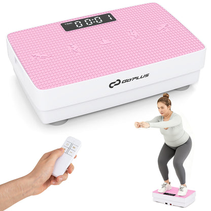Vibration Plate Exercise Machine with Gravity Sensor and Remote Control for Home Gym, Pink