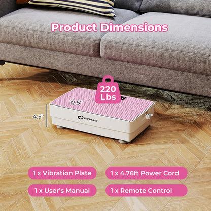 Vibration Plate Exercise Machine with Gravity Sensor and Remote Control for Home Gym, Pink