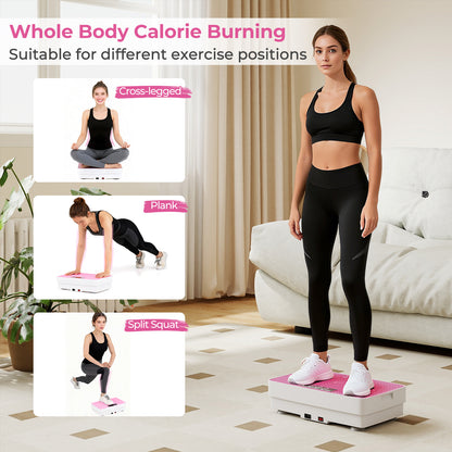 Vibration Plate Exercise Machine with Gravity Sensor and Remote Control for Home Gym, Pink