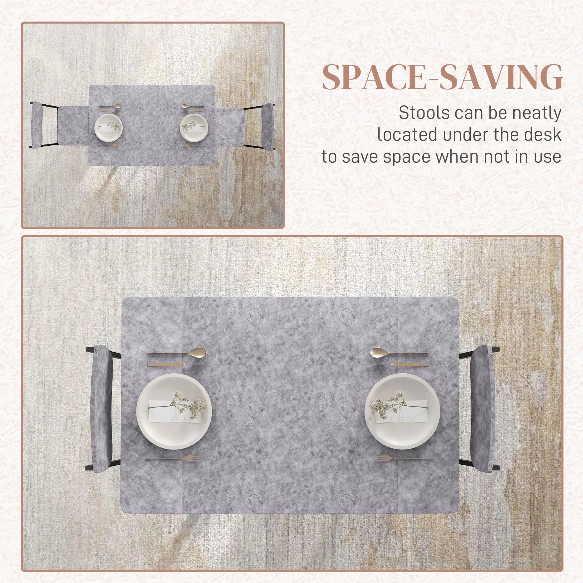 Foldable Dining Table Set for 2, Drop-Leaf Kitchen Table with 2 Chairs Bar Sets at Gallery Canada