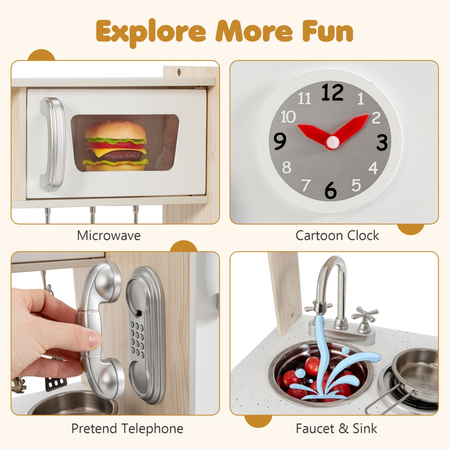 Vintage Play Kitchen Pretend Cooking Playset, White Play Kitchen Sets at Gallery Canada