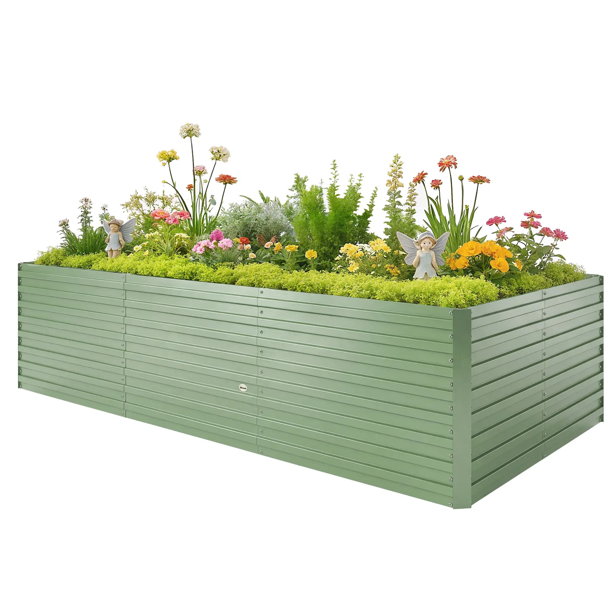 8' x 4' x 2' Galvanized Raised Garden Bed, Planter Box, Light Green Galvanized Planter Boxes Light Green at Gallery Canada
