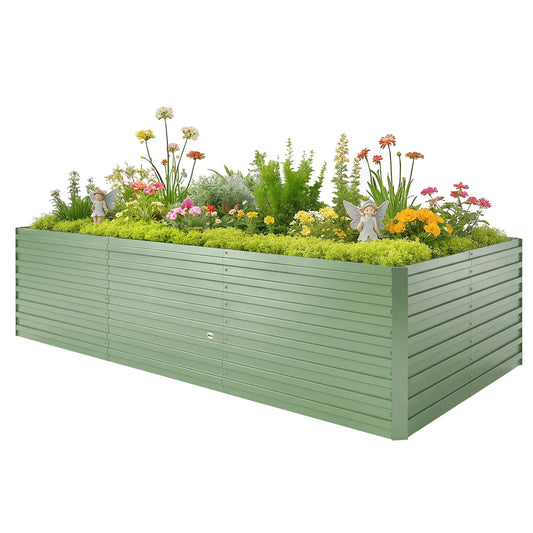 8' x 4' x 2' Galvanized Raised Garden Bed, Planter Box, Light Green Galvanized Planter Boxes Light Green at Gallery Canada