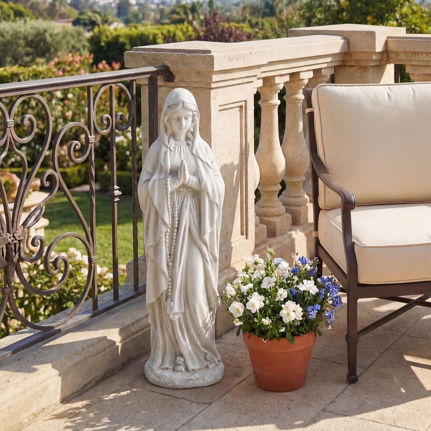 Virgin Mary Statue, 29.5 Inch Tall, Outdoor Religious Sculpture, Gray Outdoor Decor at Gallery Canada