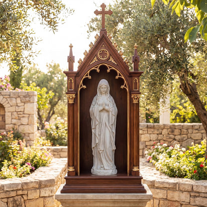 Virgin Mary Statue, 29.5 Inch Tall, Outdoor Religious Sculpture, Gray Outdoor Decor at Gallery Canada