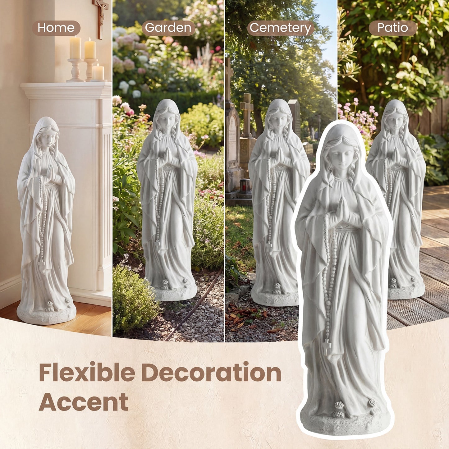 Virgin Mary Statue, 29.5 Inch Tall, Outdoor Religious Sculpture, Gray Outdoor Decor at Gallery Canada