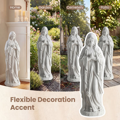 Virgin Mary Statue, 29.5 Inch Tall, Outdoor Religious Sculpture, Gray Outdoor Decor at Gallery Canada