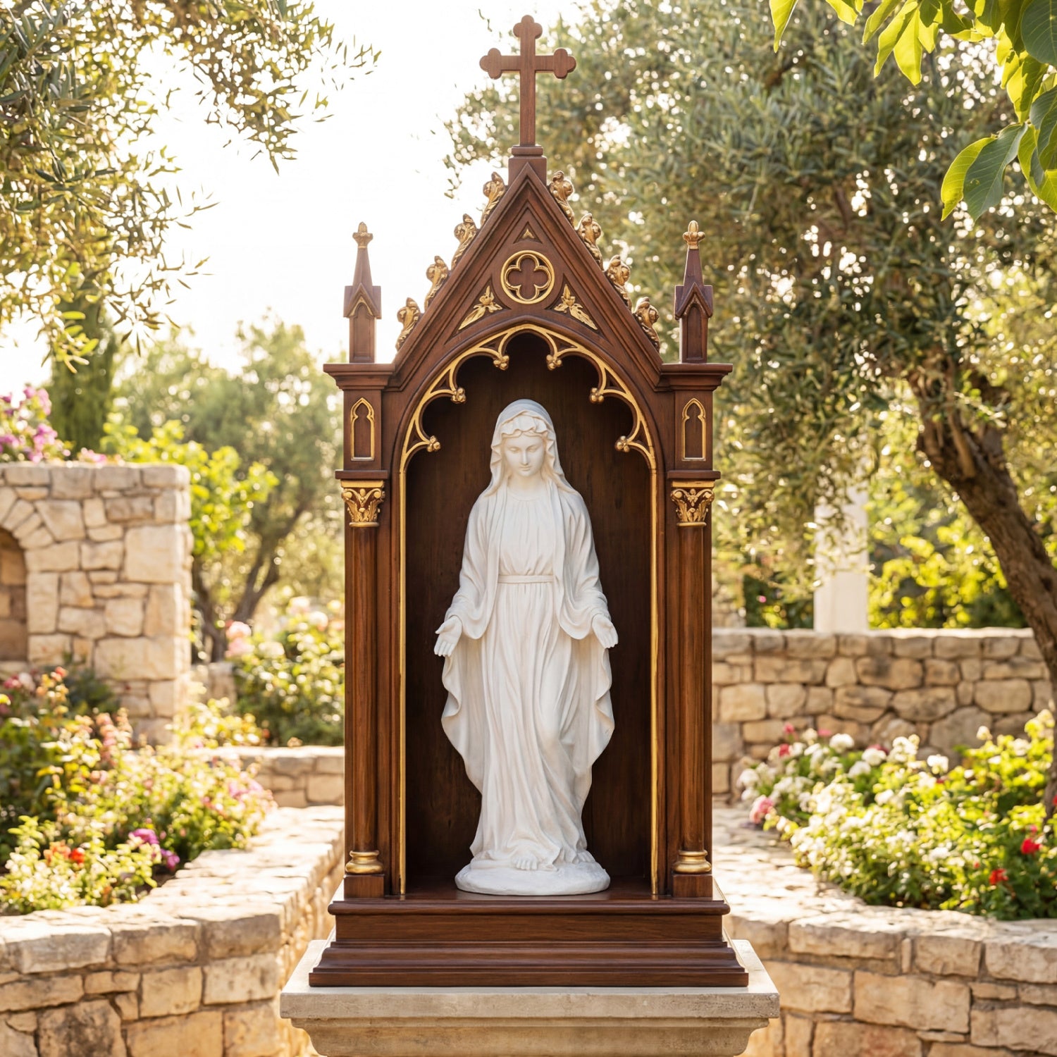 Virgin Mary Statue, 29.5 Inch, Outdoor Religious Sculpture, Aged Finish, White Outdoor Decor at Gallery Canada