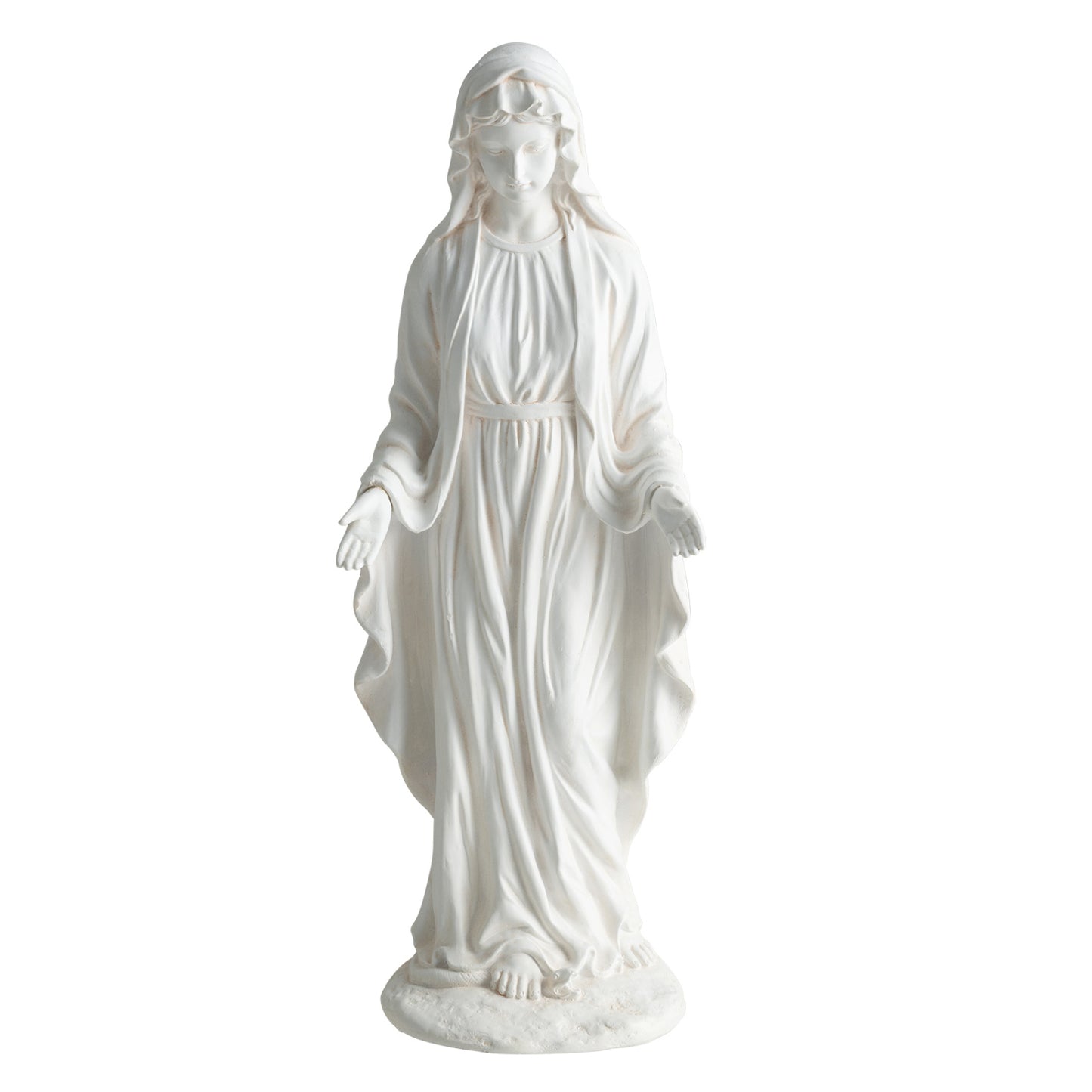 Virgin Mary Statue, 29.5 Inch, Outdoor Religious Sculpture, Aged Finish, White Outdoor Decor at Gallery Canada