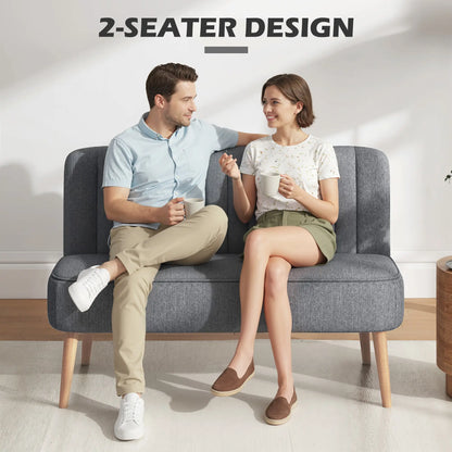 Modern 2 Seater Sofa, Upholstered Couch with Rubber Wood Legs, Grey 2-Seater Sofas at Gallery Canada