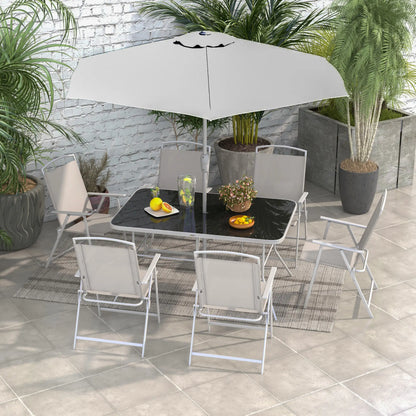 8 Piece Patio Set, 6 Folding Chairs, Rectangle Table, Outdoor Dining, Grey Outdoor Dining Sets at Gallery Canada