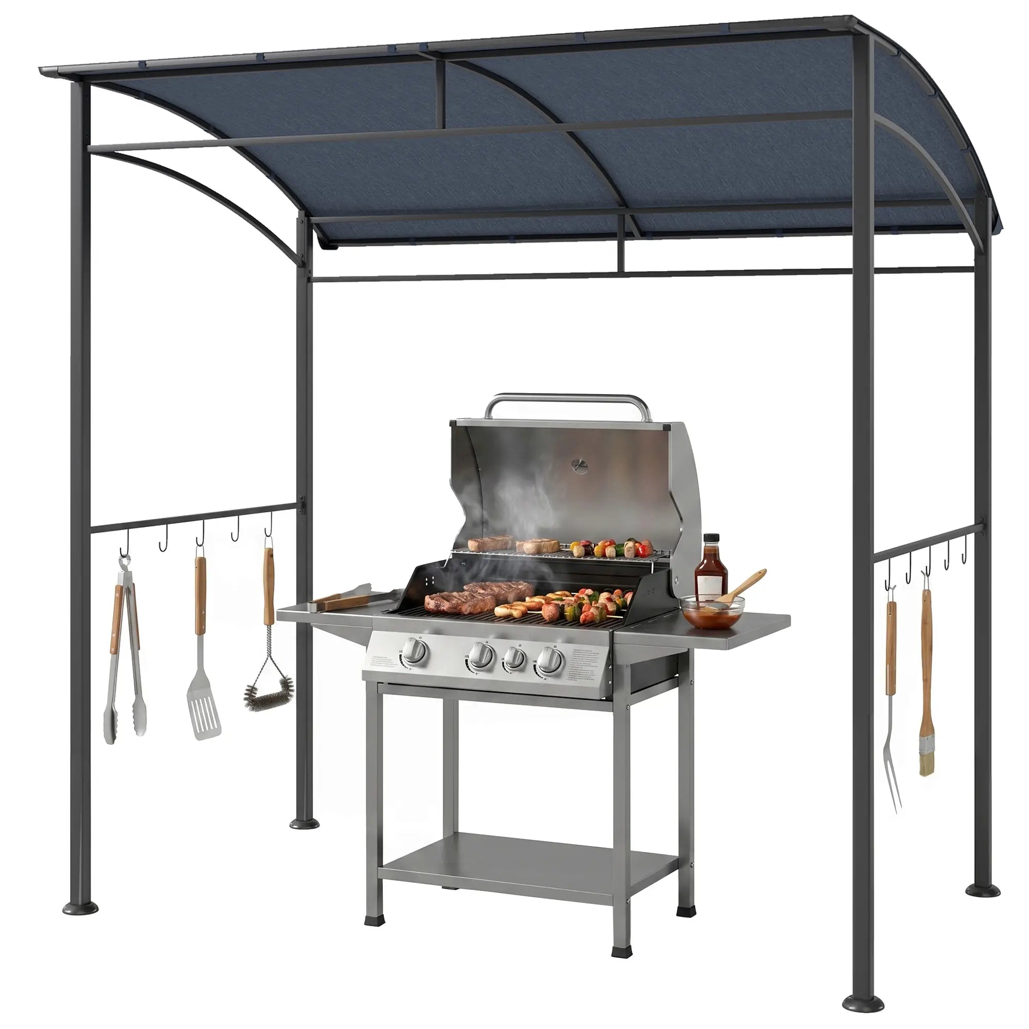 7' x 5' BBQ Grill Gazebo Tent, Steel Frame, Grey BBQ Grill Gazebos at Gallery Canada