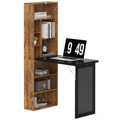 Fold-Out Convertible Office Desk, Wall Mount Computer Desk, Rustic Brown Computer Desks at Gallery Canada