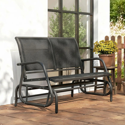 Outdoor Glider Bench, 2 Seater Garden Patio Chair, Black Outdoor Gliders at Gallery Canada