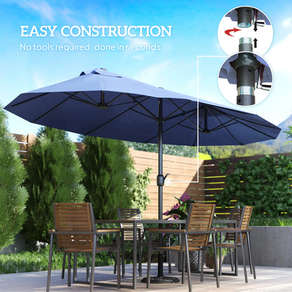 15ft Double-Sided Patio Umbrella, Twin Canopy, Crank, Blue Sun Umbrellas at Gallery Canada