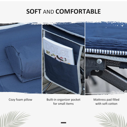 Folding Camping Cot With Mattress, Pillow, Double Layer Oxford, Heavy Duty, Carry Bag, Blue Camping Cots at Gallery Canada
