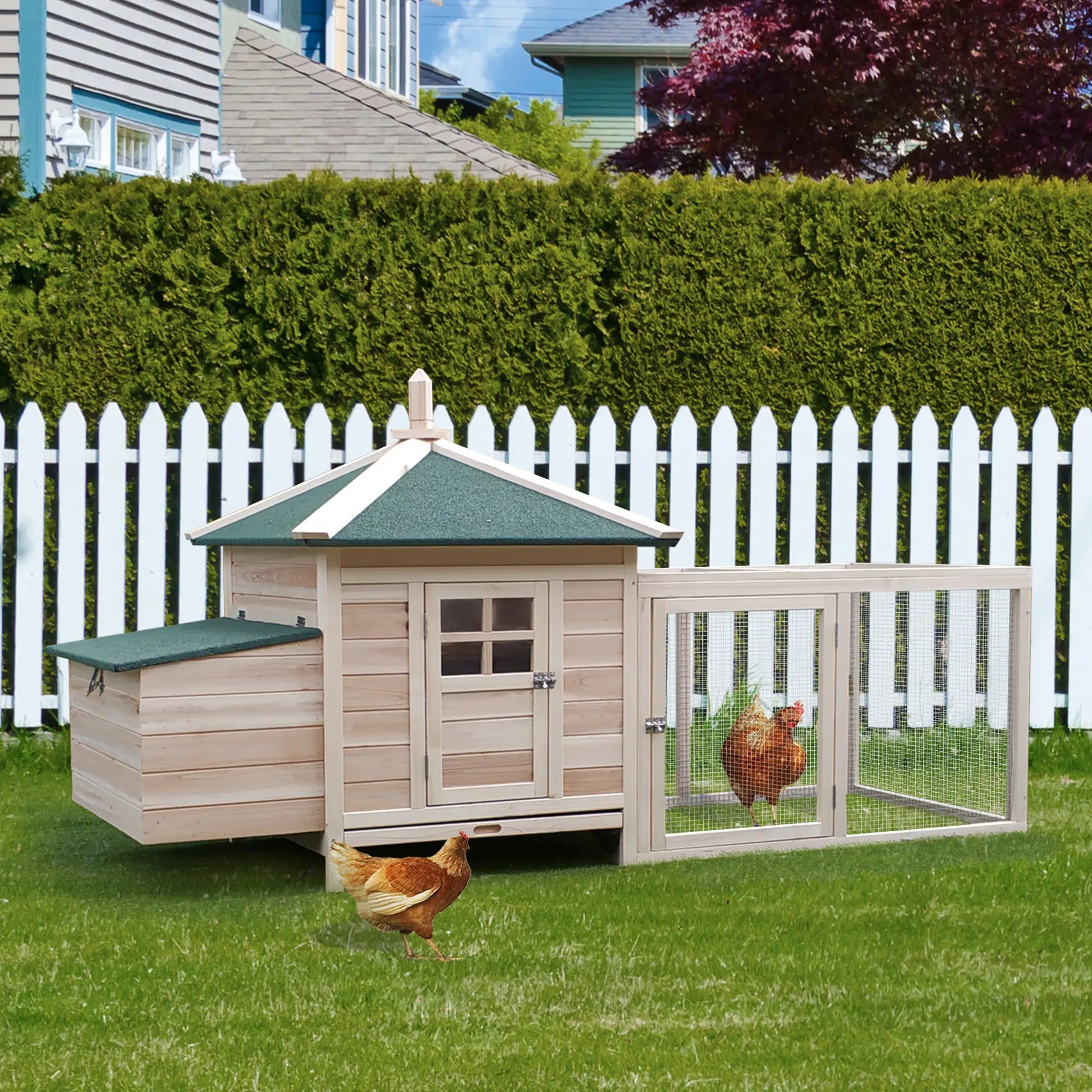 77 Chicken Coop Hen House Rabbit Hutch, Outdoor Poultry Cage with Nesting Box Chicken Coops at Gallery Canada
